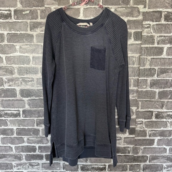 Soft Surroundings Autumn Waffle Tunic top navy blue shirt Style 2AZ81 - Picture 1 of 10